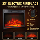 72" Electric Fireplace with Mantel, White TV Stand for TVs Up to 80 Inch, Farmhouse Entertainment Center with Storage for Bedroom,23'' Fireplace Insert Heater for Living Room BOSHIRO