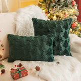 TBAVNOSY Christmas Tree Pillow Covers Set of 2 18x18 inches, 3D Xmas Tree Shaped Faux Fur Throw Pillow Covers for Couch, Sofa, Living Room Winter Holiday Decor, Farmhouse (Dark Green) TBAVNOSY