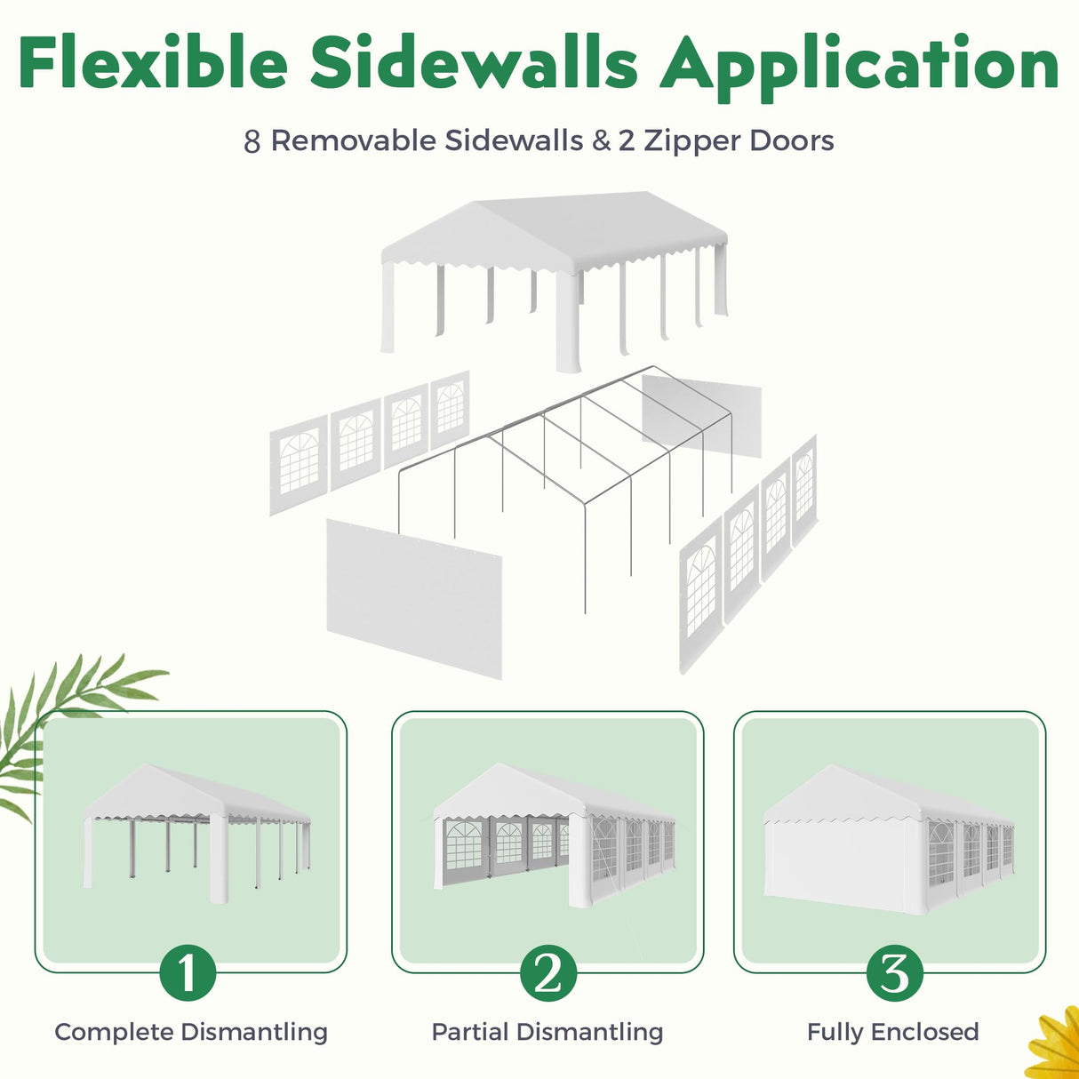 EROMMY 13x26ft Outdoor Party Tent, Heavy Duty Wedding Canopy with 8 Removable Sidewalls, 2 Roll-up Doors & 2 Storage Bags, Gazebo Shelter Tent for Party Event Commercials, White EROMMY