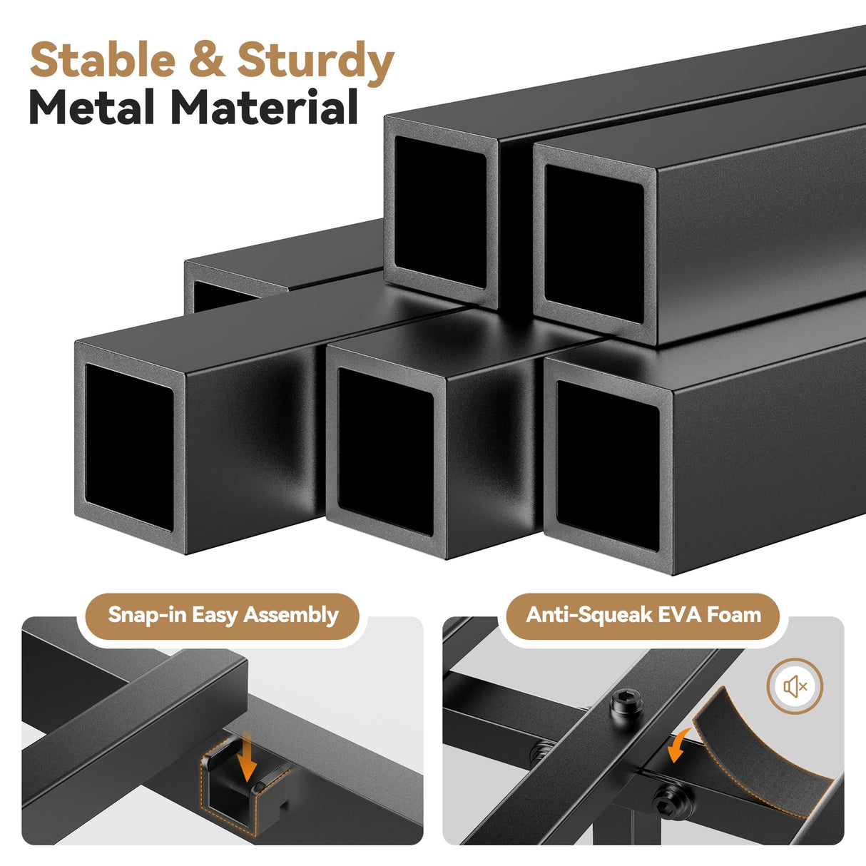 Susalt 14 Inch Queen Bed Frame, Sturdy Rustic Metal Bed Frame Queen Size, Queen Bed Frame with Headboard and 12.5" Under Bed Space, Curved Corner/No Noise/Easy Assembly/No Box Spring Needed, Black Susalt