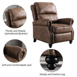 CANMOV Pushback Recliner Chair Faux Leather Armchair Push Back Recliner with Rivet Decoration Single Sofa Accent Chair for Living Room, Chocolate CANMOV