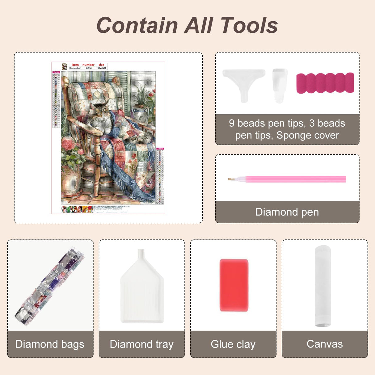 Anuver Cat Diamond Art Kits for Adults, 5D DIY Diamond Painting Kits for Beginners, Full Drill Diamond Painting Kits for Home Wall Decor, 12x16 Inch Anuver