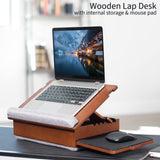 SideKiix Wooden Tilting Lap Desk for Writing, Drawing, Laptop Work, and More, Height Adjustable Compact Table with Slide-Out Mouse Pad, Internal Storage, Wrist Support, Dark Wood, SX-LAPD-1 Sidekiix