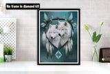 Bimkole 5D Diamond Art Kits for Adults White Wolf, Full Drill DIY Rhinestone Embroidery Set Paint with Diamonds Art Dream Catcher by Number Kits Cross Stitch Home Wall Decor 12x16 in Bimkole