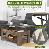 Ruesleag Coffee Table,Lift Top Coffee Table w/Hidden Compartment and Storage Shelf,Retro Wooden Lift Tabletop Dining Table Multifunctional Wooden Working Table for Home Office,39.4in L,Brown Ruesleag