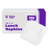 Pantry Value, [500 Count - 6x6 Inch folded] 1-ply White Lunch Napkins - Disposable Absorbent Paper Napkins for Everyday use, Events, Parties (12x12 Inch unfolded) Pantry Value