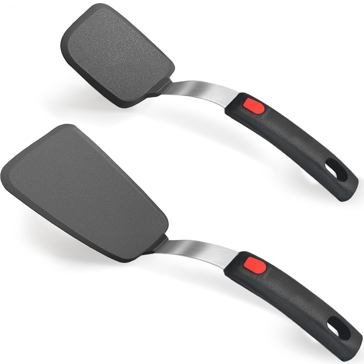 2 Pack Flexible Silicone Spatula Turner, 600°F Heat Resistant Silicone Spatula Set for Nonstick Cookware, Kitchen Silicone Cooking Utensil Set for Egg Pancake Flipper/Heat Resistant Silicone Grip