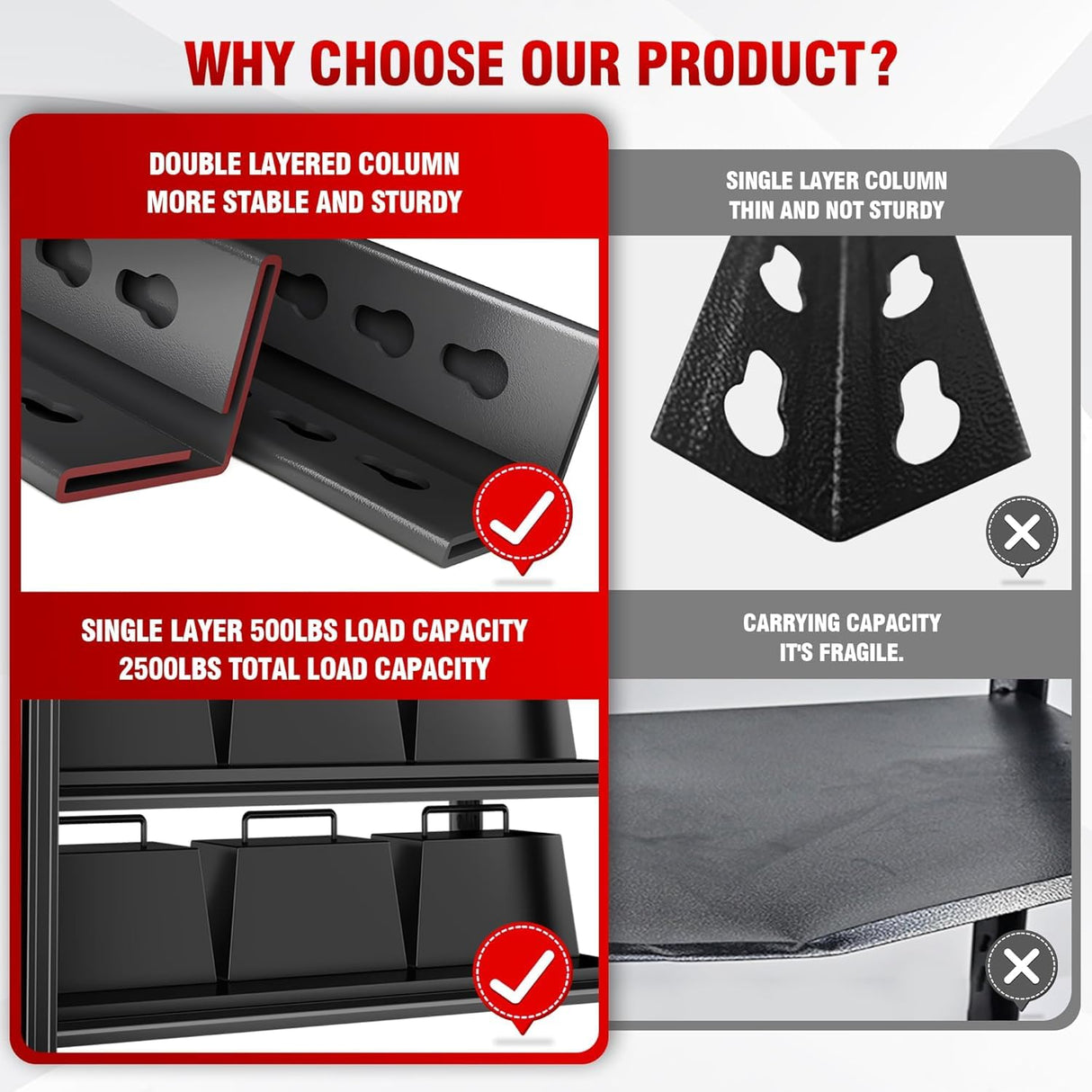 PRESTELION 78" H Storage Shelves Metal Shelving Unit and Storage 6 Tier Utility Rack Shelf Organizer Adjustable Shelves for Garage, Basement, Pantry,Commercial, Warehouse, Industrial, Black PRESTELION