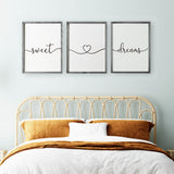 Set of 3 Framed Farmhouse Sweet Dreams Sign 11x14” Above Bed Wall Decor for Bedroom Decor Wall Art Wood Signs (11"x14", Gray) Houmury