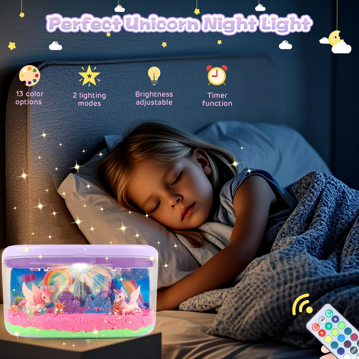 Plunack Unicorn Terrarium Light Up Kit for Girls - Birthday Gifts, Christmas Toy for Girls Age 4-5-6-7-8-11, DIY LED Night Light with Remote - Unicorn Creative Arts & Crafts Kit for 4-12 Year Old Kids Plunack