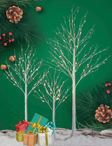 LIGHTSHARE 4 feet 6 feet and 8 Feet Birch Tree,Warm White, for Home,Pack of 3, Festival, Party, and Christmas Decoration, Indoor and Outdoor Use LIGHTSHARE