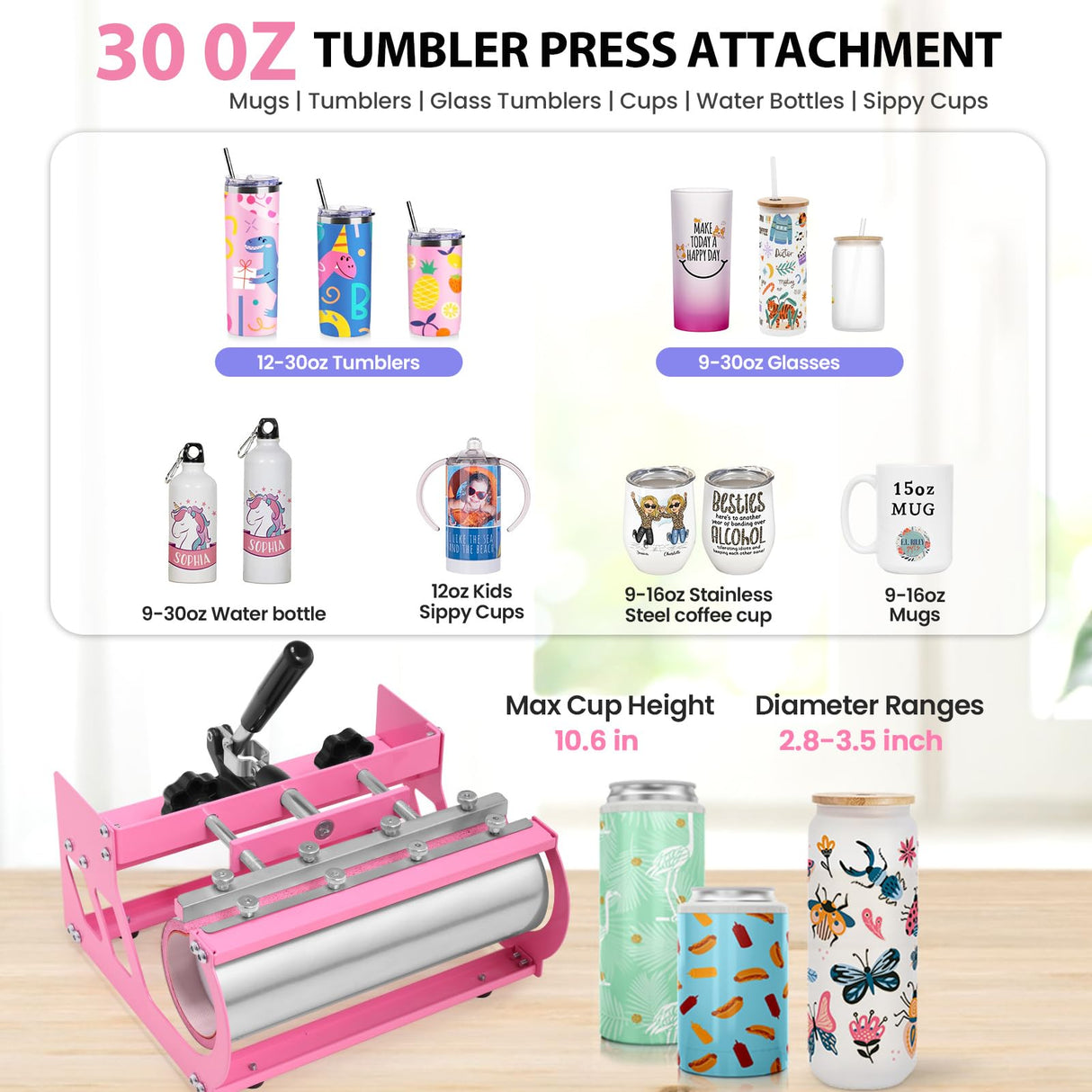 Whubefy 5 in 1 Heat Press Machine 15x15 Slide Out with 30OZ Tumbler Press, Swing Away Heat Press Machine for T Shirts Printing, 1400W Fast Heating Sublimation Shirt Press Machine for Hat Cap Mug Plate Whubefy