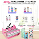 Whubefy 5 in 1 Heat Press Machine 15x15 Slide Out with 30OZ Tumbler Press, Swing Away Heat Press Machine for T Shirts Printing, 1400W Fast Heating Sublimation Shirt Press Machine for Hat Cap Mug Plate Whubefy