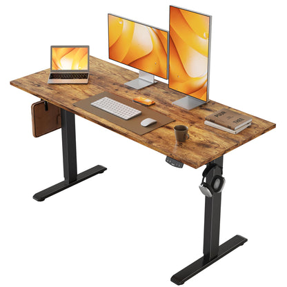 Agilestic Electric Standing Desk, 48 x 24 Inches Height Adjustable Desk, Sit Stand up Desk for Work Office Home, Ergonomic Rising Computer Table with Memory Preset, Rustic Brown - WoodArtSupply