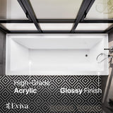 Eviva 60" Bath Tub - White Acrylic Rectangular Soaking Bathtubs Contemporary Soaking Tub - White Bathtub with Chrome Right-Hand Drain - Elegent Bathtubs (Chrome pop-up Drain Included) Eviva