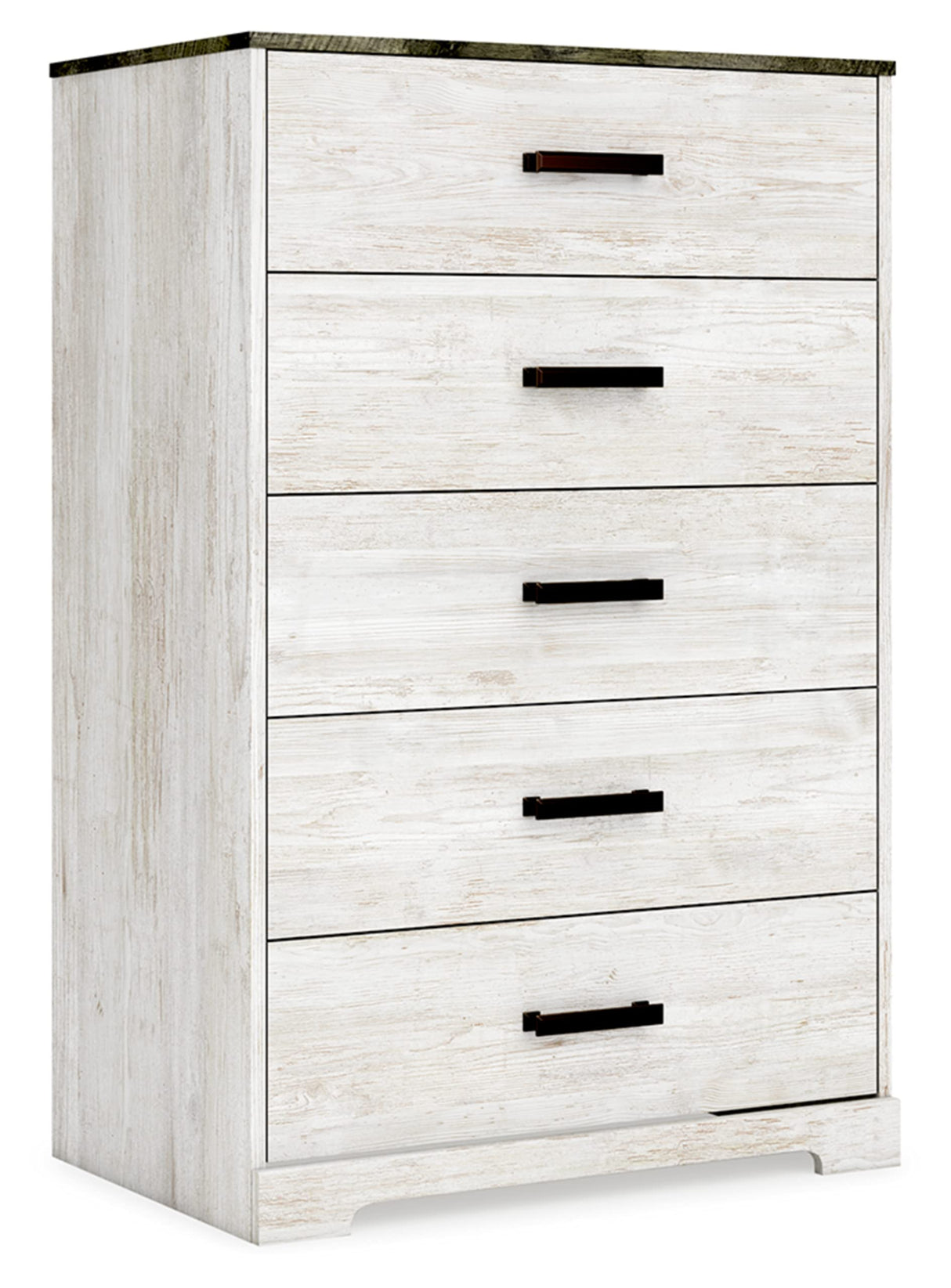 Signature Design by Ashley Shawburn Rustic 5 Drawer Chest of Smooth-Gliding Drawers and Safety Stop, White & Gray Signature Design by Ashley
