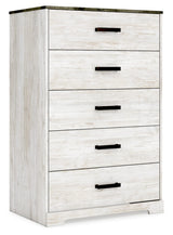 Signature Design by Ashley Shawburn Rustic 5 Drawer Chest of Smooth-Gliding Drawers and Safety Stop, White & Gray Signature Design by Ashley