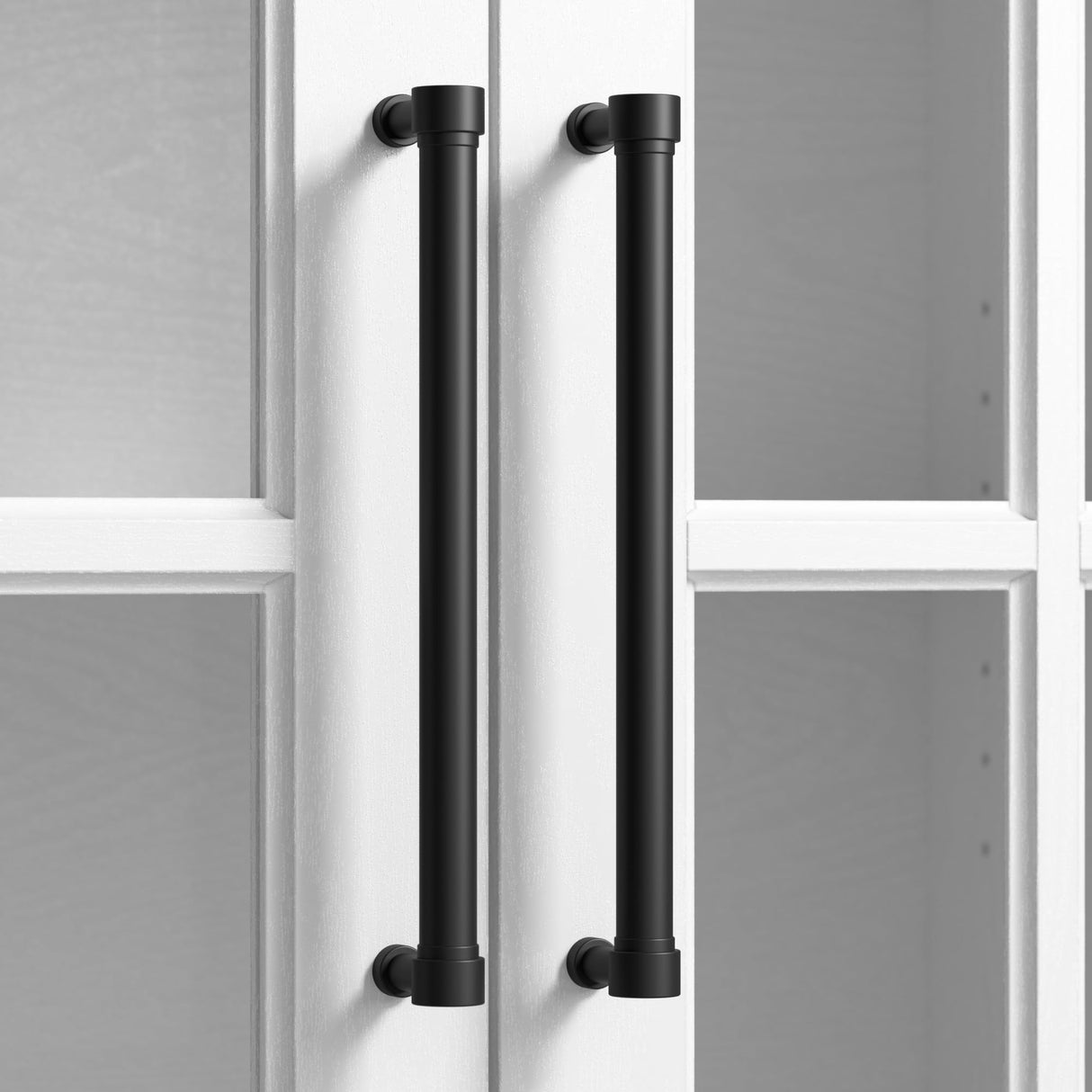 Bush Business Furniture Westbrook 5 Shelf Tall Bookcase with Glass Doors in White Ash Bush Business Furniture