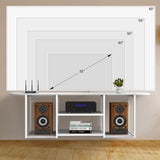 Floating TV Stand for 50 60 Inches TV,Wall Mounted Media Console with Open Storage Shelves，Modern Entertainment Center for Living Room,Bedroom (White) Fogein