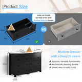 HUANLEGO Black Dresser for Bedroom with 6 Drawers, Modern Chest of Drawers, Wood Dressers Bedroom Furniture Wide Storage Drawers Dressers Organizer for Closet, Living Room, Hallway HUANLEGO