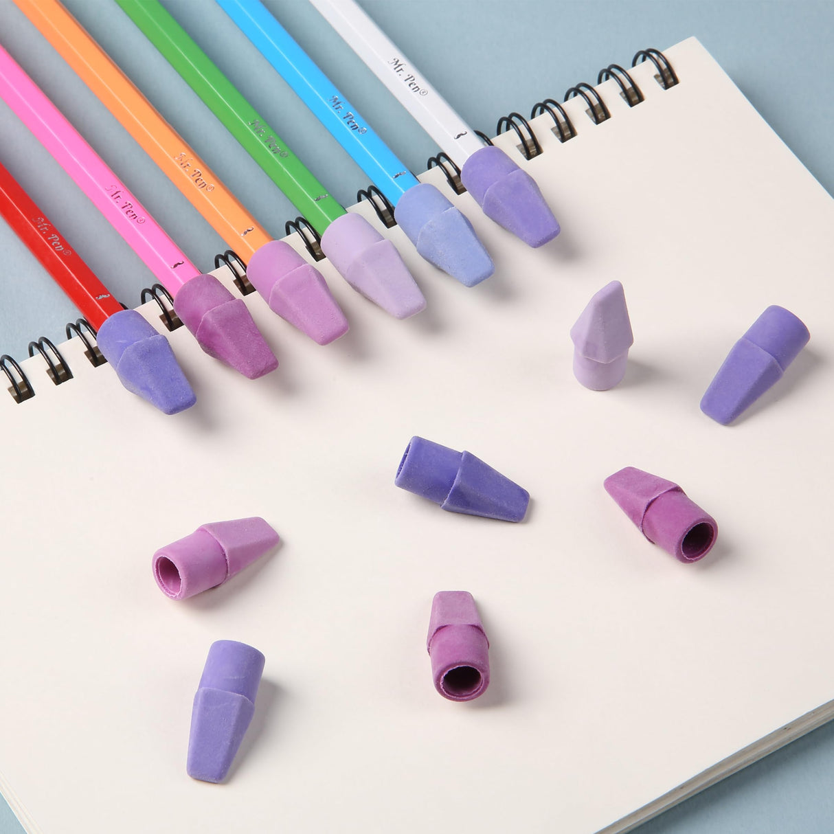 Mr. Pen- Pencil Top Erasers, 120 Pack, 6 Different Purple Shade Colors, Latex-Free & No Smudge Pencil Eraser Tops, Back to School Supplies Mr. Pen