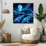 CHWGLFGG 5D Diamond Art Kits for Adults Beginners, Dolphin Diamond Painting Kits, DIY Full Round Drill Paint by Diamonds Dot Gem Art for Adults, Home Wall Decor 13.7X 13.7 Inch CHWGLFGG