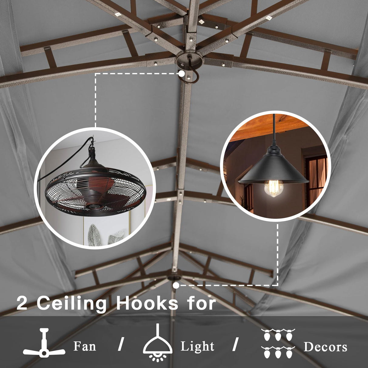 Domi 10'x14' Gazebo with Double Roof Soft Top, Patio Gazebo Canopy Tent, Upgraded 4’‘ Metal Frame for Deck Backyard Garden Lawns Gray domi outdoor living