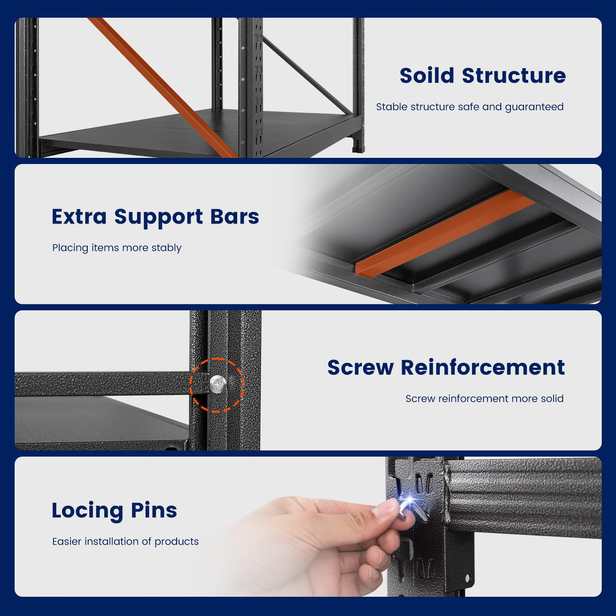 Yizosh 68" W Metal Garage Storage Shelves,Heavy Duty Adjustable Steel Organization Shelving,Utility Rack Shelf,68" W x 24" D x 63" H for Basement,Warehouse,Industrial Yizosh