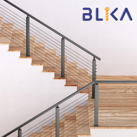 BLIKA 60 Pack 1/8" Black Stainless Steel Invisible Receiver and Swage Stud End for Cable Railing, Deck Stair Threaded End Fitting for Wood & Metal Post, Black Cable Railing Hardware BLIKA