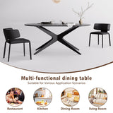 Kidol & Shellder Rectangular Dining Table for 4-6 People 69.4" Farmhouse Kitchen Table with Metal Cross Legs & Oval Corners Modern Industrial Style for Kitchen Dining Room Living Room Black Kidol & Shellder