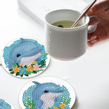 AiYuanzsh 4 PCS Diamond Painting Coaster Kits, Animal Dolphin Diamond Art Coasters 5D Diamond Painting Kits for Adults Beginners, Diamond Art Craft Supplies Christmas Gift AiYuanzsh