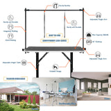 LEIBOU 45'' Height Adjustable(23''~33.8'') and Foldable Pet Dog Grooming Table Heavy Duty Iron Frame with H-Shape Grooming Arm & 3 Noose, Maximum Capacity Up to 260lbs, Black LEIBOU