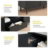 Okvnbjk Black TV Stand for 65 Inch TV, TV Consoles for Living Room, TV Stand for Bedroom w/Drawer and Storage, Wood Fluted Panel Media Console, Entertainment Center w/Soft Hinge & Cable Management Okvnbjk