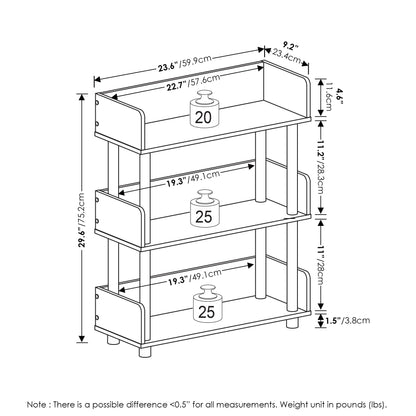 Furinno Turn-N-Tube 3-Tier Toolless Freestanding Multipurposes Display Rack, Walnut - WoodArtSupply