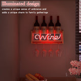 CoolGift Mart Light Up Wine Rack with Glass Holder Wall Mount, Wooden Wine Bottle Holder with Wine Neon Sign, Wall Decor, Gift for Wine Lovers Collectors CoolGift Mart