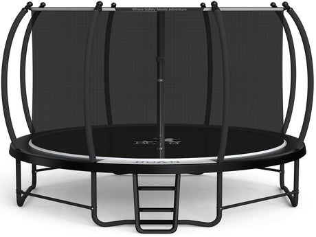 BCAN Trampoline 8FT 10FT 12FT 14FT 15FT 16FT Recreational Trampoline with Enclosure for Kids Adults, ASTM Approved, Outdoor Trampoline with Ladder for Kids BCAN