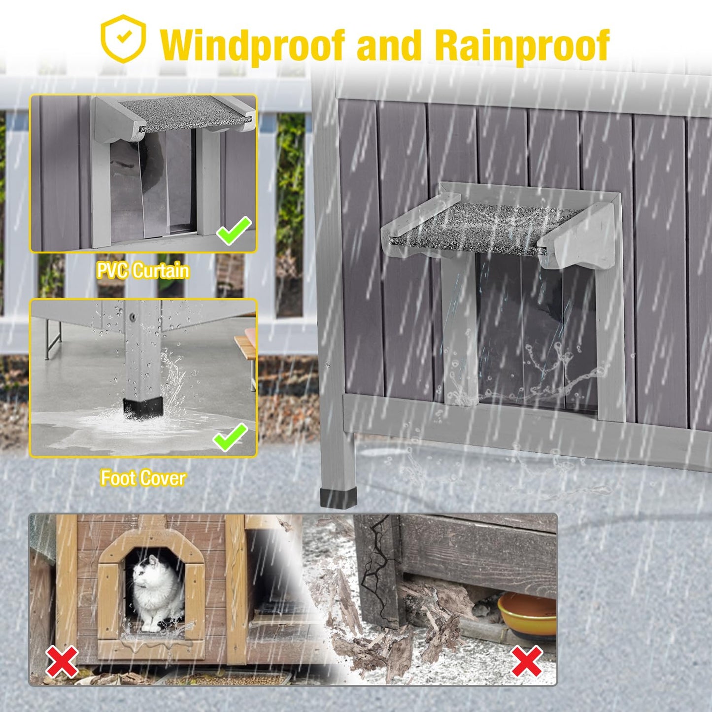 Aivituvin Cat House Outdoor Heated Feral Cat Shelter, Weatherproof Cat Enclosure 100% Insulated with All-Round Insulated Liner - WoodArtSupply