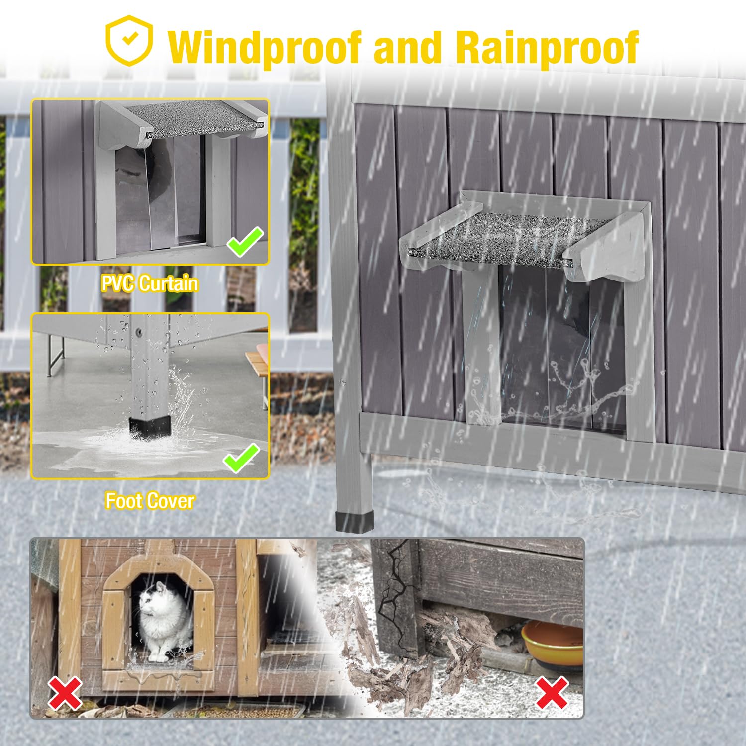 Aivituvin Cat House Outdoor Heated Feral Cat Shelter, Weatherproof Cat Enclosure 100% Insulated with All-Round Insulated Liner - WoodArtSupply