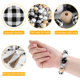 FEPITO 250 Pcs Plaid Wood Beads 16mm Farmhouse Checked Print Wood Beads Natural Buffalo Craft Wood Beads for Decoration Home Decor DIY Craft Supplies FEPITO