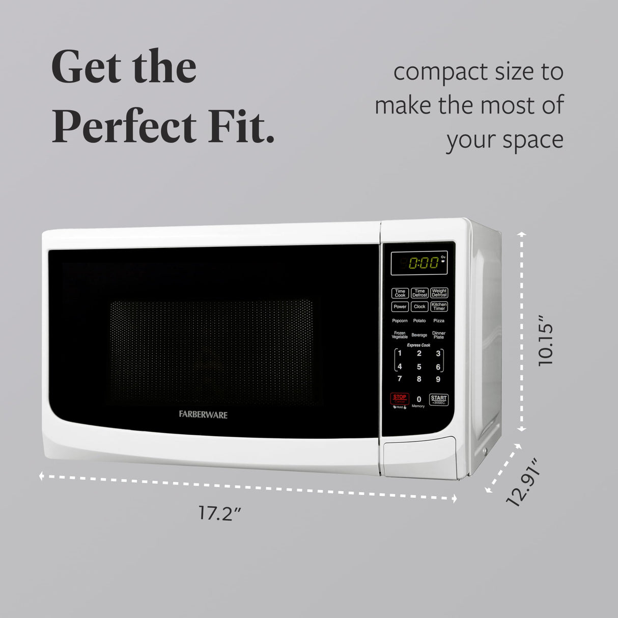 Farberware Countertop Microwave 700 Watts, Cu. Ft. - Microwave Oven With LED Lighting and Child Lock - Perfect for Apartments and Dorms - Easy Clean Grey Interior, Retro White Farberware