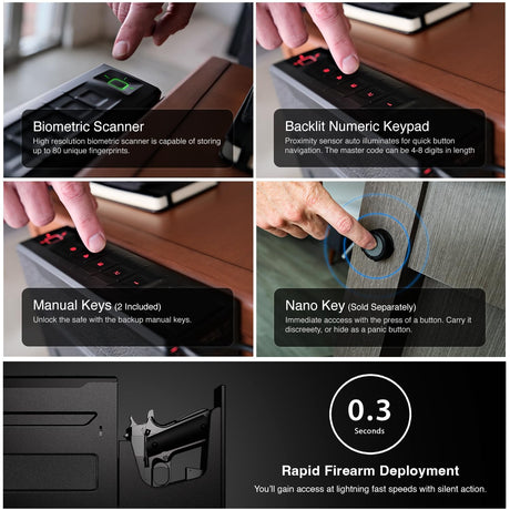 VAULTEK Slider Series Rugged Smart Handgun Safe Quick Auto-Open Sliding Door Pistol Safe with Rechargeable Li-ion Battery (Biometric + ViSN WiFi) VAULTEK