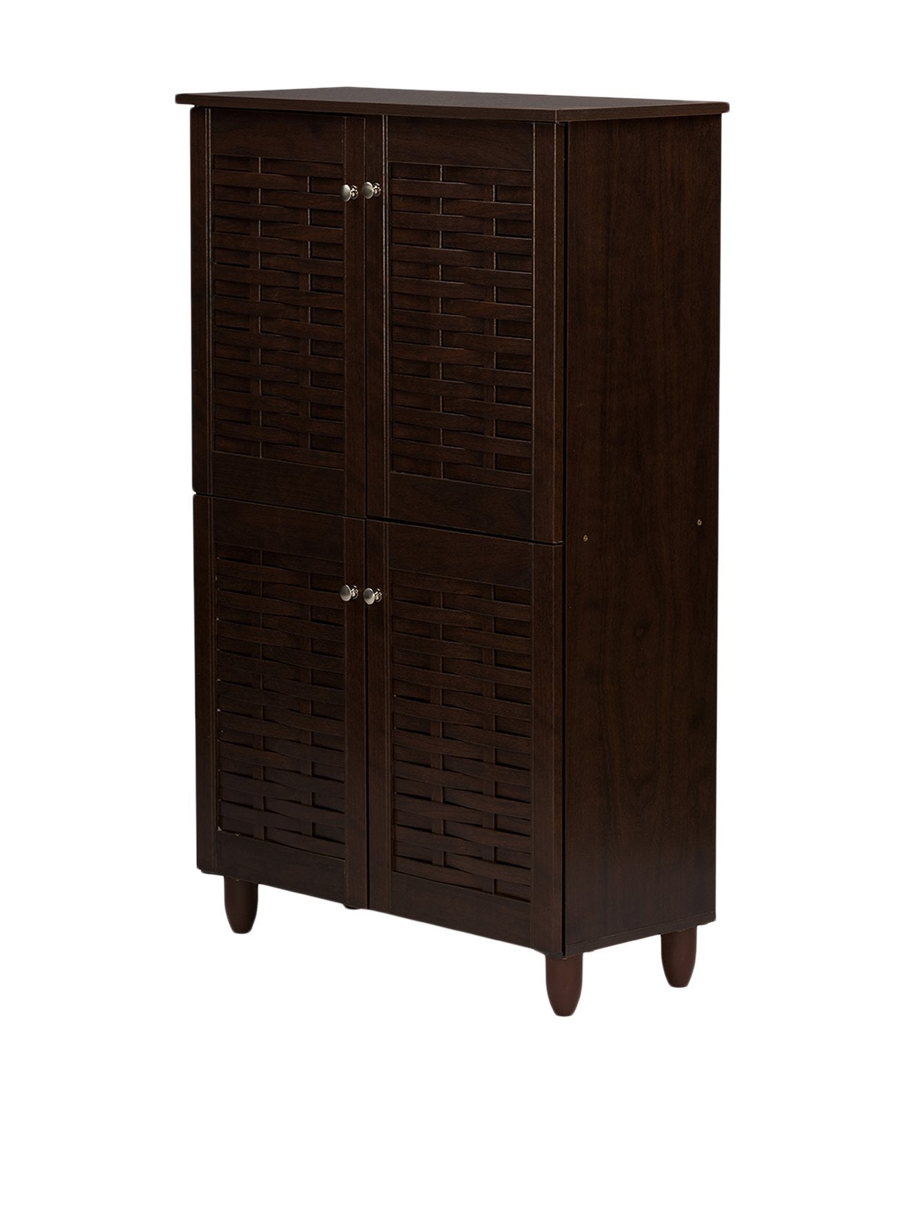 Wholesale Interiors Baxton Studio Winda Modern and Contemporary 4-Door Dark Brown Wooden Entryway Shoes Storage Cabinet - WoodArtSupply