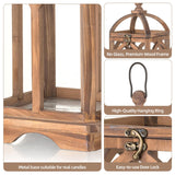 Staymoment Farmhouse Lanterns Decorative Indoor: 11" & 15" Set of 2 Brown Wooden Candle Holder Lanterns for Table Centerpiece Fireplace Mantle Home Decor Staymoment