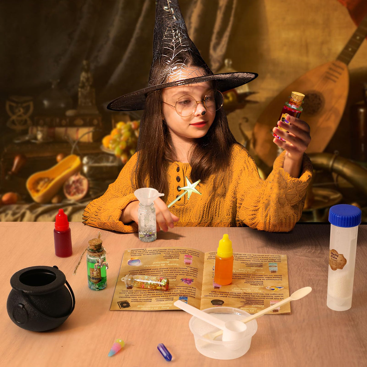 B Bascolor Potion Kits for Kids Girls Toys, 20 Magic Themed Witch Mix Potion Bottles/Cauldron/Magic Carry Case, Kids Potion Making Kit, Halloween Christmas Birthday gifts for girls kid age 6 7 8-10-12 B Bascolor