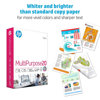 HP Printer Paper | 8.5 x 11 Paper | MultiPurpose 20 lb | 10 Ream Case - 5000 Sheets | 96 Bright | Made in USA - FSC Certified | 112000PC