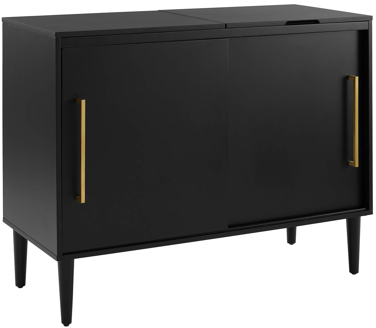 Crosley Furniture Everett Media Console and Record Player Stand with Storage for Vinyl Records, Matte Black Crosley Furniture