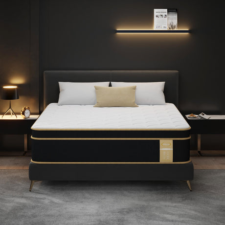 LETMOON King Size Foam and Spring Hybrid Mattresses, 14 Inch Medium Firm Mattress in a Box with Individual Pocket Coils, Edge Supportive, CertiPUR-US Certified, White LETMOON