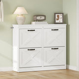 YITAHOME Shoe Cabinet with 4 Flip Drawers, Freestanding Shoe Rack, Shoe Organizer, Narrow Shoe Cabinet for EntryWay Hallway Living Room, White YITAHOME