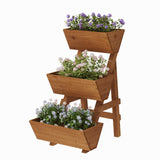 Dawnyard 3-Tiers Wooden Raised Garden Bed Tiered Planter Box Vertical Garden Planter Wood Plant Stand for Patio, Balcony, Freestanding. (Brown S) Dawnyard