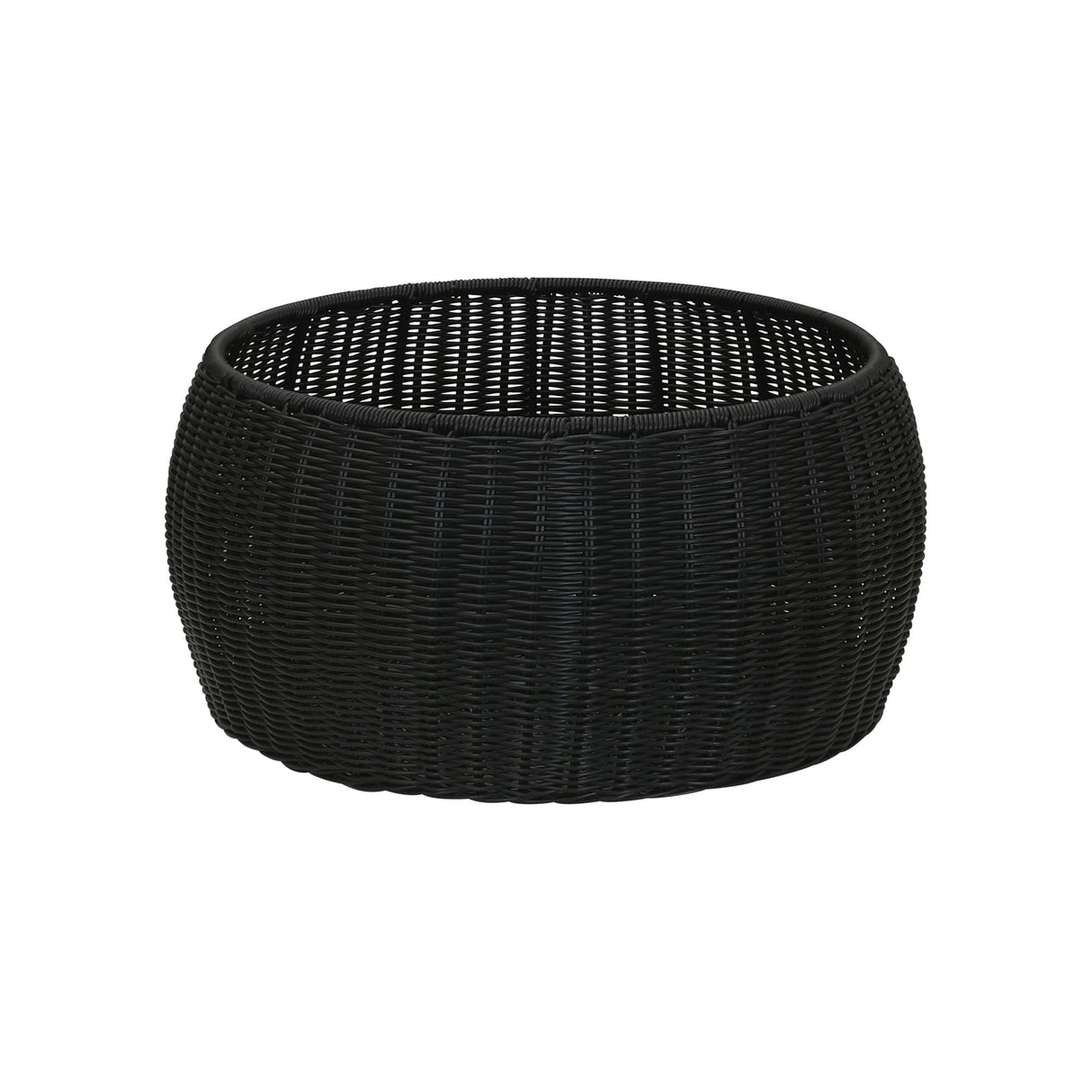 Household Essentials Handwoven Resin Storage Stool Ottoman, Black Household Essentials